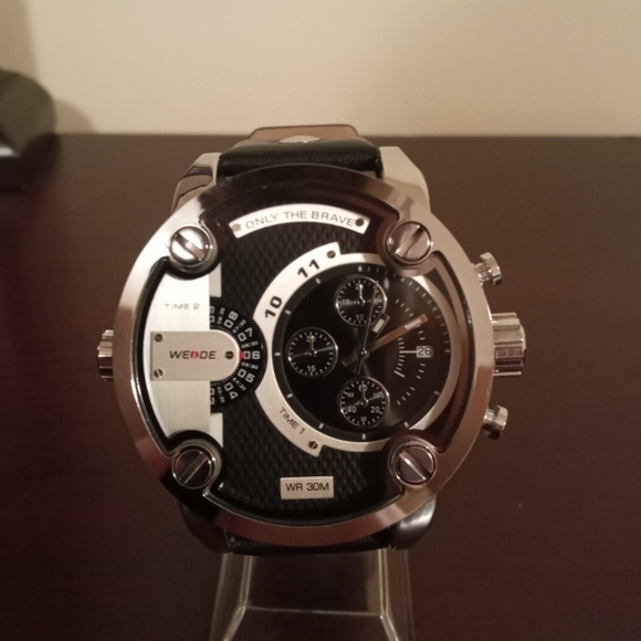 New Dual Time zone Black Weide Men’s Fashion Watch with box - Picture 1 of 4